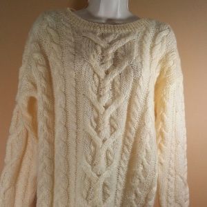 VTG FORENZA Ivory Mohair Pullover Sweater  Cable M